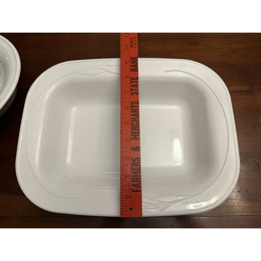 Vintage Corningware Casual Elegance White Flora Casserole Roaster Set L-32 L-13